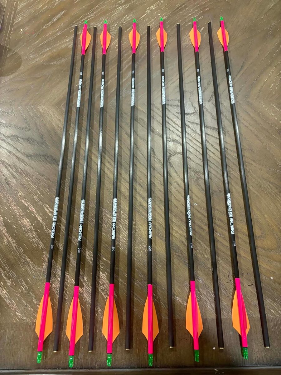40T carbon shafts, fletched