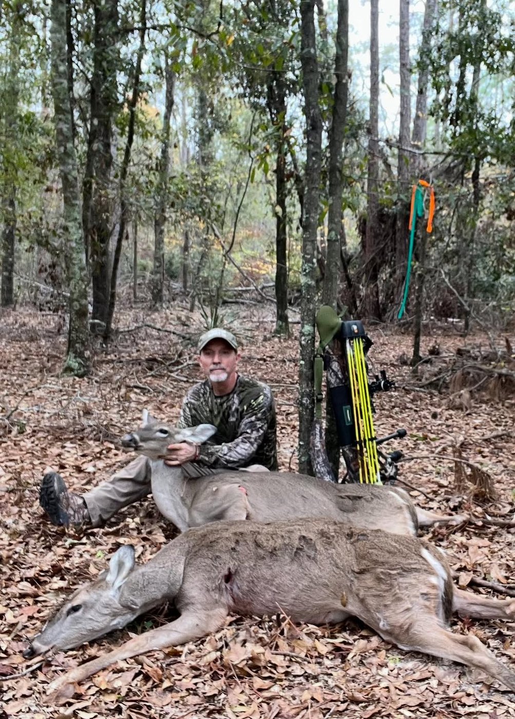 Two whitetails taken, flo-yellow arrows in the quiver